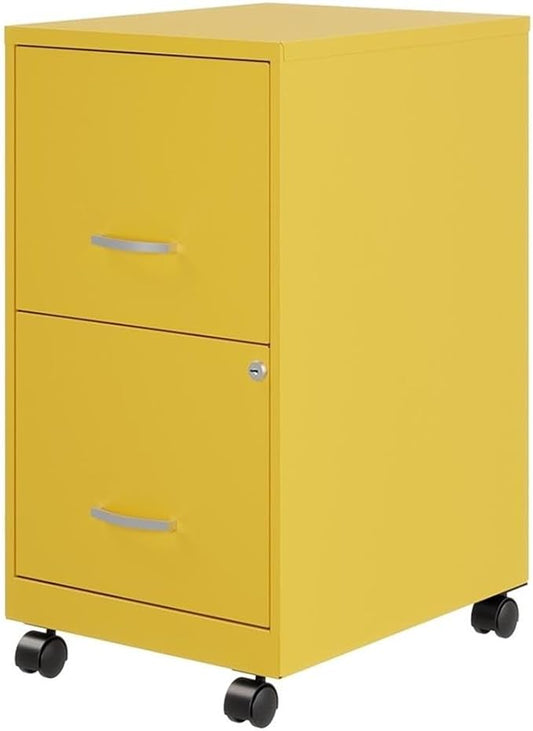 UrbanPro 2 Drawers 26.7" Vertical Yellow Metal Filing Cabinet Lockable Pre-Assembled Movable Letter Size for Home, Office