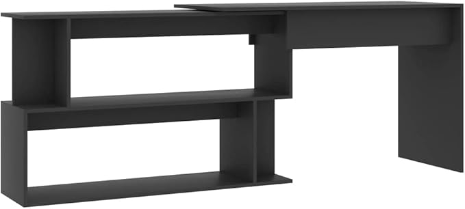 Rotatable Corner Desk Modern Writing Computer Desk, Home Office Desk Writing Study Table PC Desk Workstation for Bedroom, Gray 78.7"x19.7"x29.9" Engineered Wood(G)