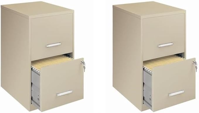 Scranton & Co Set of 2 18" D 2-Drawers Metal File Cabinet in Putty/Beige