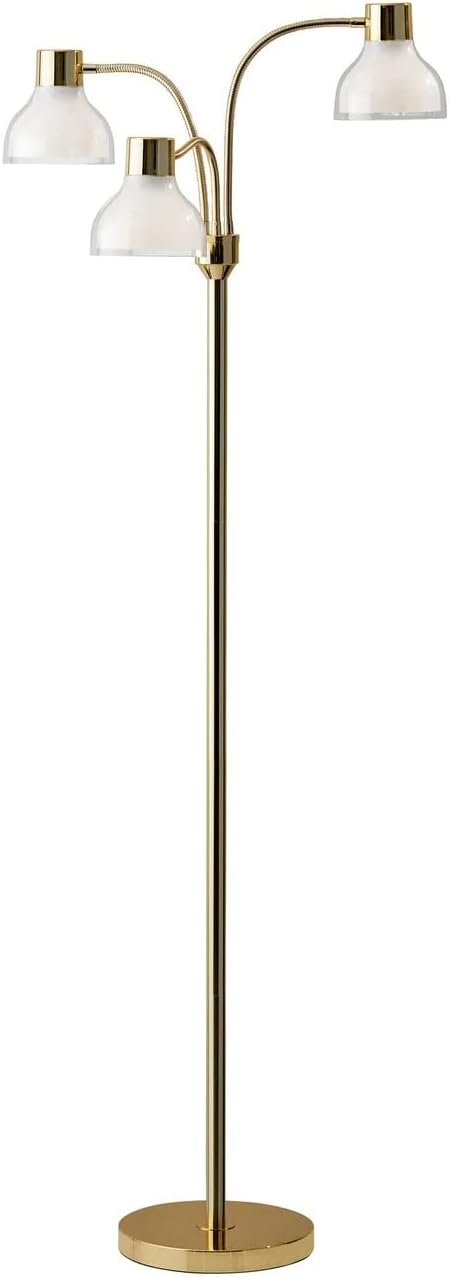 Adesso 3566-04 Presley 3-Arm Floor Lamp, 69 in., 3 X 40W Incandescent/ 13W CFL, Shiny Gold, 1 Indoor Lighting