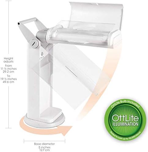 OttLite 13 Watt Magnifier Task Lamp with 2X Magnification and Swivel Base, Dark Blue