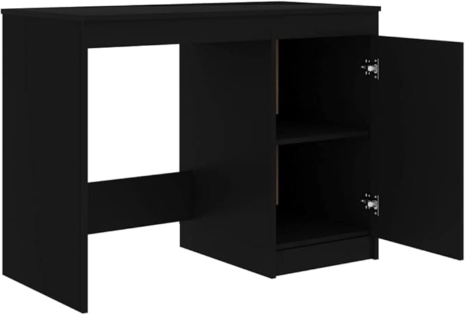 Modern Writing Computer Desk, Home Office Desk Writing Study Table PC Desk Workstation for Bedroom, Black 39.4"x19.7"x29.9" Engineered Wood(J)