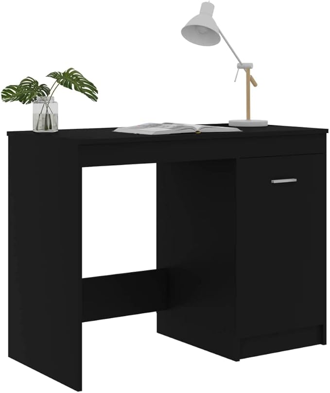 Modern Writing Computer Desk, Home Office Desk Writing Study Table PC Desk Workstation for Bedroom, Black 39.4"x19.7"x29.9" Engineered Wood(J)