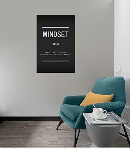 Mindset Noun Inspirational Canvas Wall Art Painting Poster Inspiring Entrepreneur Quote Print Artwork Office Decoration Home Wall Decoration Frame Ready to Hang[24''W x 36''H]