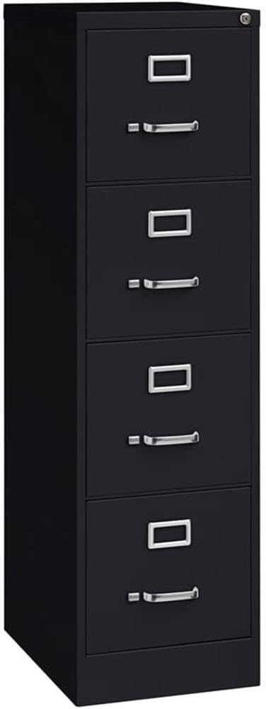 Scranton & Co 22" 4-Drawer Metal Letter Width Vertical Filing Cabinet in Black, Lockable, Sturdy Steel Construction, Office or Home Use, Durable Letter Size File Storage