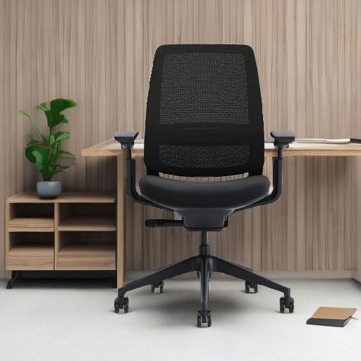 Steelcase Series 2 Office Chair, Black Frame and 3D Microknit Back, Wheels for Hard Flooring, Era Fabric (Blue Nickel)