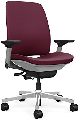 Steelcase Amia Task Chair: Platinum Frame/Polished Aluminum Base - 4 Way Adjustable Arms - Hard Floor Casters