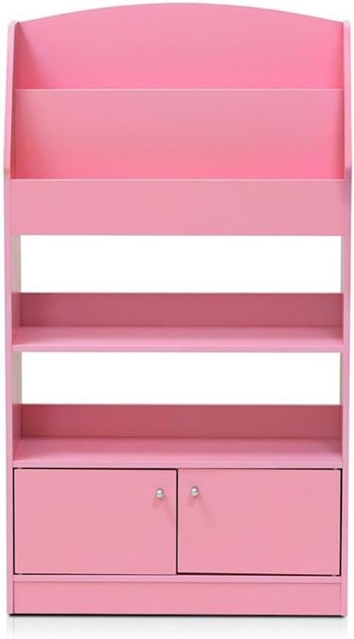 Furinno Lova Magazine/Bookshelf with Storage Cabinet, Pink, 9.45D x 24.57W x 43.31H in