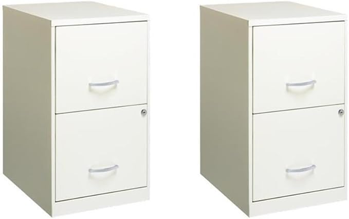 Scranton & Co Set of 2 18" D 2-Drawers Metal File Cabinet in Pearl White