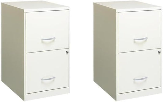 Scranton & Co Set of 2 18" D 2-Drawers Metal File Cabinet in Pearl White