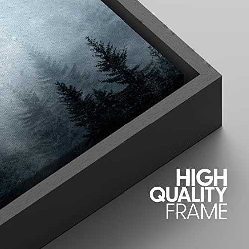 SIGNWIN Framed Canvas Print Wall Art Set Winter Fog Mist Pine Tree Mountain Forest Nature Wilderness Photography Modern Art Landscape Relax/Calm for Living Room, Bedroom, Office - 24"x36"x3 Black