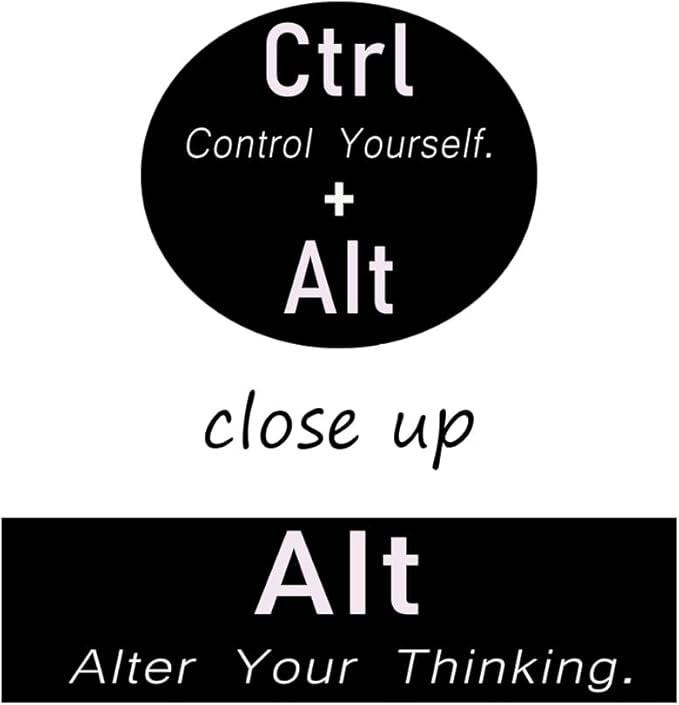 CTRL ALT DEL Signs Inspirational Canvas Poster Alter Your Thinking Motivational Wall Art Positive Quotes For Office Living Room Bedroom Printed Artwork Framed [18" W X 24" H]