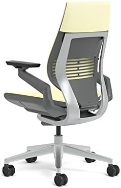Steelcase Gesture Office Chair - Cogent Connect Coconut Upholstered Wrapped Back Platinum Metallic Frame Medium Seat Merle Seat/Back/Arms (Dark/Light) Hard Floor Caster Wheels