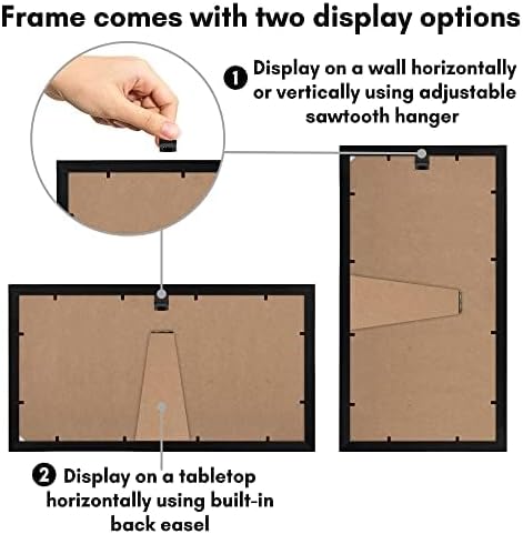 Americanflat 4x6 Collage Picture Frame with Shatter-Resistant Glass - Fits Three 4x6 Photos or Use as One 8x16 Picture Frame - Signature Collection - Collage Frames for Tabletop and Wall - Black