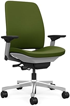 Steelcase Amia Task Chair: Platinum Frame/Polished Aluminum Base - 4 Way Adjustable Arms - Hard Floor Casters