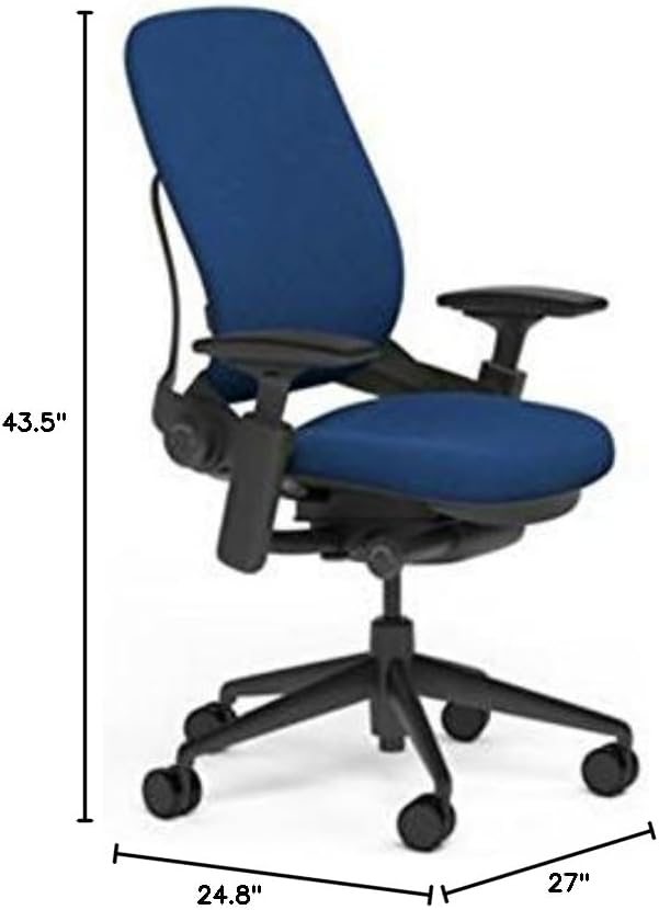 Steelcase Leap Office Chair - Seven Points of Adjustability - Ergonomic Back Support Chair - Lumbar Support - 4D Adjustable Arms - Cobalt