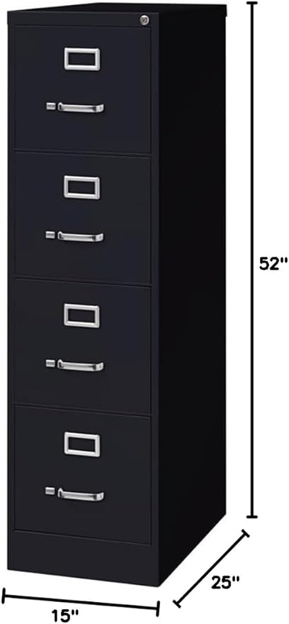 Pemberly Row Set of 6 Metal 4-Drawer Letter Width Vertical File Cabinet in Black