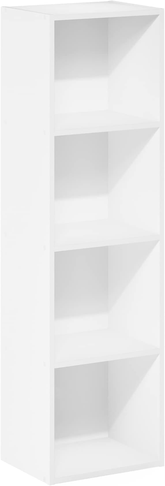 Furinno PASIR Book Shelf, 4-Tier Bookcase, Modern Standing Bookshelf, Open Storage Shelf, 9 x 12 x 42 Inches, for Home Office, Living Room, Plain White