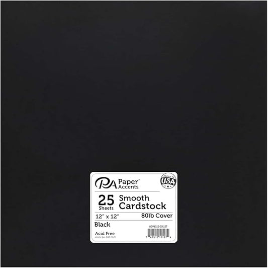 Cdstk Smooth 12x12 80lb 25pc Pk Black