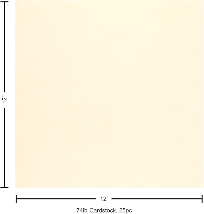 PA Paper Accents Smooth Cardstock 12" x 12" French Vanilla, 74lb colored cardstock paper for card making, scrapbooking, printing, quilling and crafts, 25 piece pack