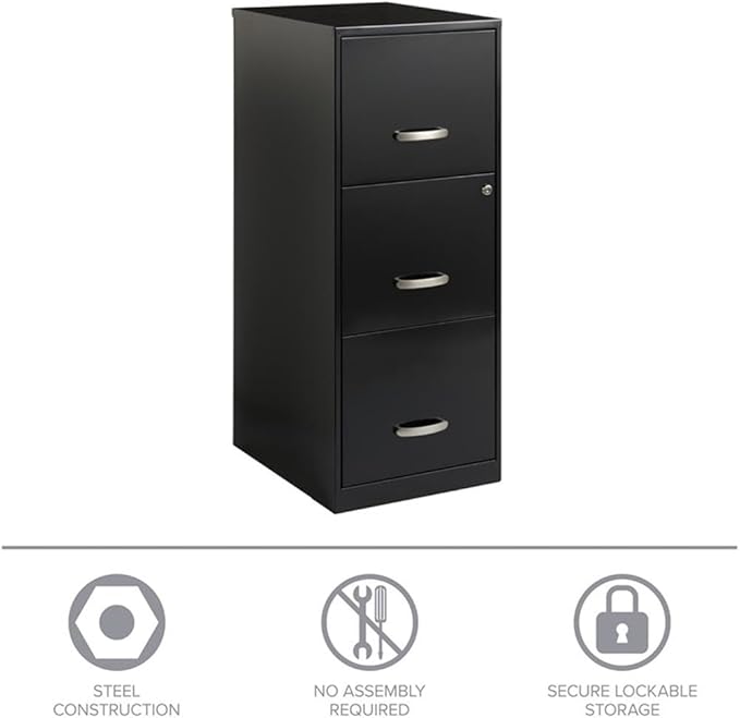 Office Designs Cooper 3 Drawer Letter File Cabinet in Black