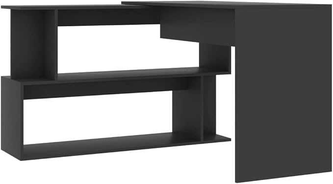Rotatable Corner Desk Modern Writing Computer Desk, Home Office Desk Writing Study Table PC Desk Workstation for Bedroom, Gray 78.7"x19.7"x29.9" Engineered Wood(G)