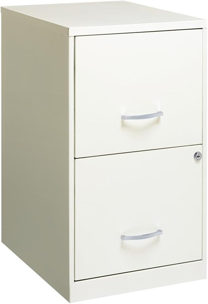 Scranton & Co Set of 2 18" D 2-Drawers Metal File Cabinet in Pearl White