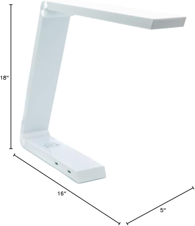Modern LED Desk Lamp with Dimmable Light Control Wireless Charging and 2 USB Ports for Home Office Dorms Bedroom Reading Light (White)
