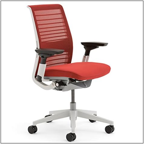 Steelcase Think Chair (R) - 3D Knit Back by Steelcase, 3D Knit Color = Scarlet; seat Fabric = Cogent Scarlet; Frame=Seagull