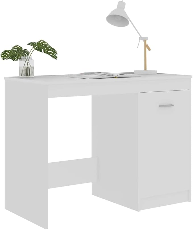 Desk,Home Office Computer Desk with Storage & Spacious Desktop, Writing Study Desk Laptop Desk for Bedroom White 39.4"x19.7"x29.9" Chipboard