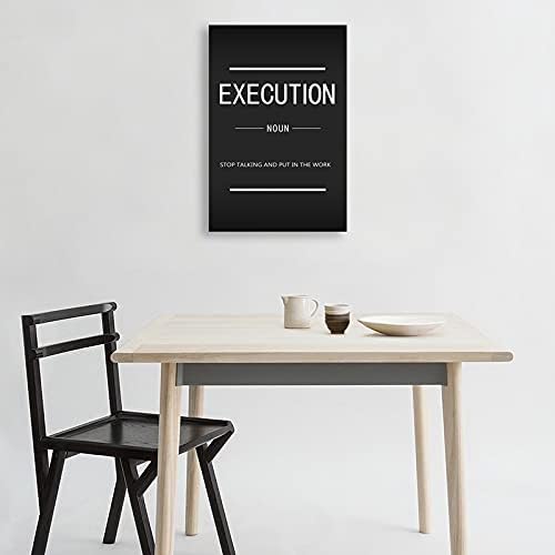 Motivational Canvas Wall Art Execution Noun Entrepreneur Canvas Painting Modern Inspirational Quotes Poster Printing Home Decoration Office Classroom Frame Ready to Hang[24''W x 36''H]