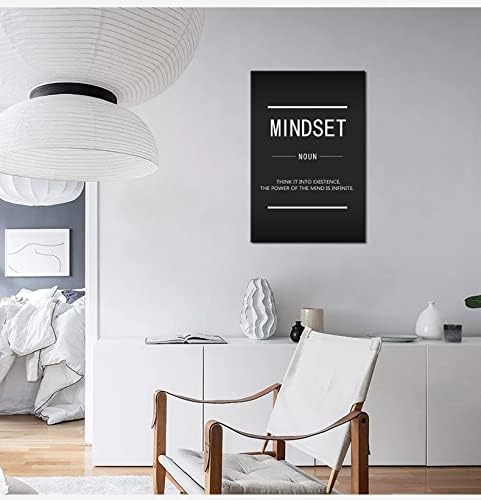 Mindset Noun Inspirational Canvas Wall Art Painting Poster Inspiring Entrepreneur Quote Print Artwork Office Decoration Home Wall Decoration Frame Ready to Hang[24''W x 36''H]