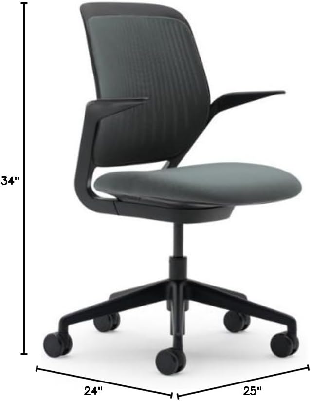 Steelcase Cobi Chair: Fixed Arms - Standard Carpet Casters - Cogent Graphite Fabric