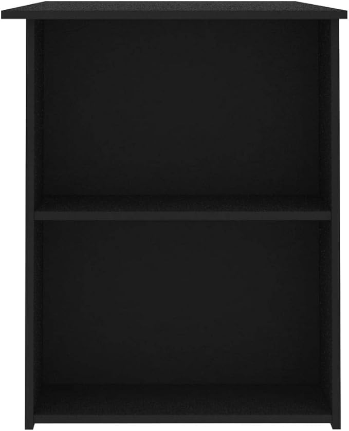 Modern Writing Desk Table with 2 Shelves, Study Computer Desk for Home, Black 43.3"x23.6"x28.7" Engineered Wood