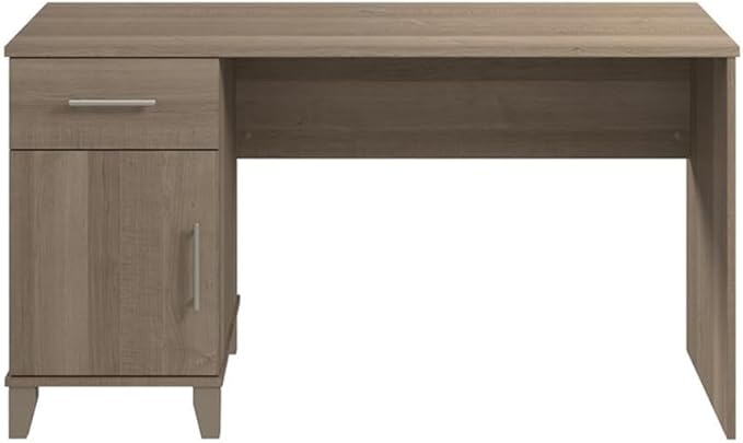 Bush Home Somerset 54W Office Desk with Drawer and Cabinet in Ash Gray, Computer Table with Storage for Home Office Workspace