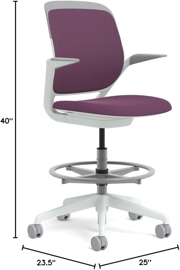 Steelcase White Base with Hard Floor Casters Cobi Stool, Concord