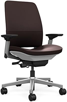 Steelcase Amia Task Chair: Platinum Frame/Base - 4 Way Adjustable Arms - Standard Carpet Casters