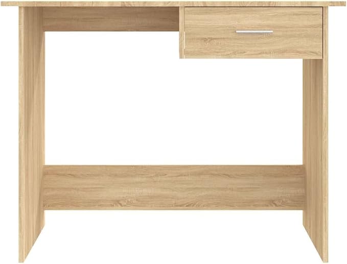 Sonoma Oak Corner Desk, Engineered Wood, 19.7" x 39.4" Compact Computer Desk with Drawer, Rectangular Work Table for Home Office, Study, Beige Finish
