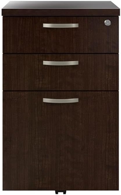 Bush Business Furniture Office in an Hour 3 Drawer Rolling File Cabinet in Mocha Cherry | Mobile Under Desk Drawers for Letter, Legal, and A4-Size Document Storage