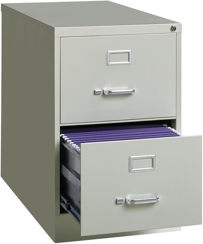 Pemberly Row 2 Drawers 28.38" Vertical Light Gray Metal Filing Cabinet Lockable Pre-Assembled Stationary Legal Size for Home, Office