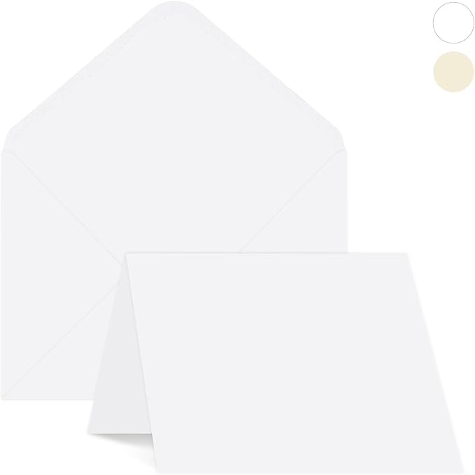 Heavyweight 5 X 7 Blank White Cards and Envelopes A7 Printable Heavyweight Folded Cardstock 110LB Greeting Cards Envelops for Wedding Invitations Card Making, Photo Card, DIY Embroidery