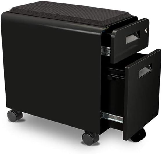 Narrow 2-Drawer File Cabinet with Seat, Rolling (Black) by Uplift Desk