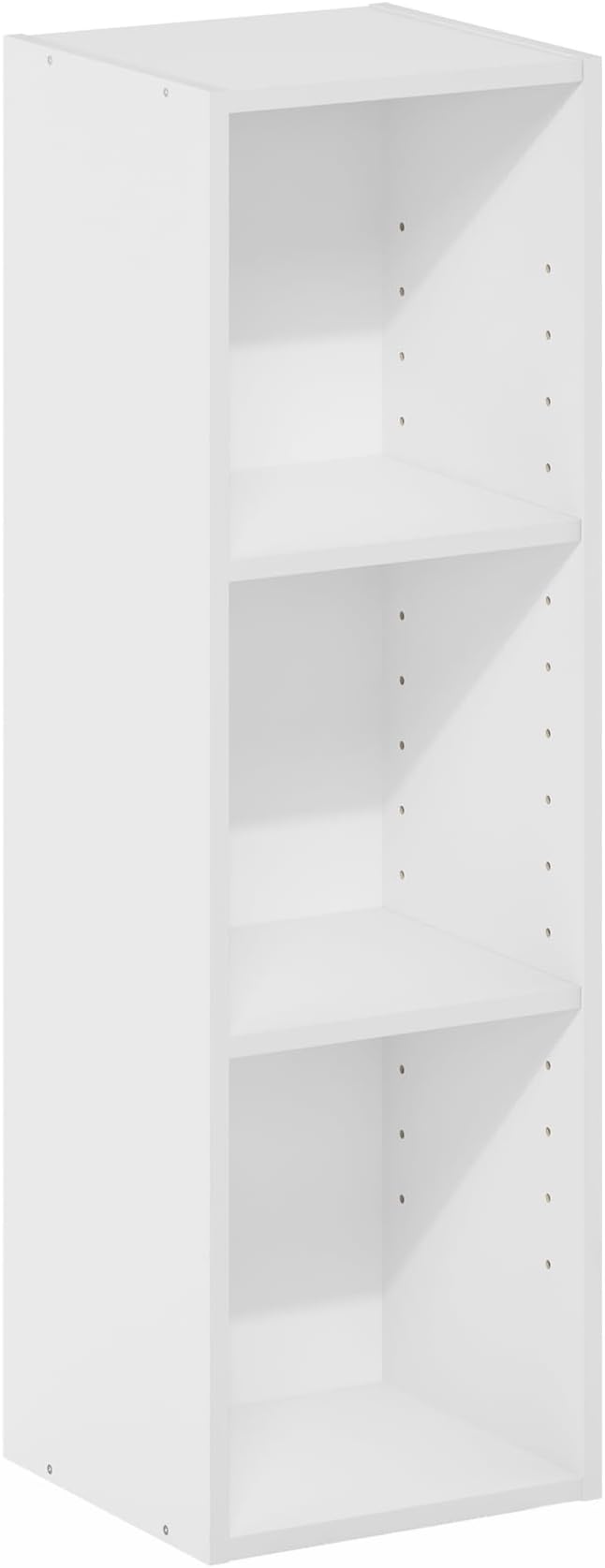 Furinno Fulda Book Shelf, 3-Tier Narrow Bookshelf, Bookcase with 10-in Width Storage Shelf, 9.3 x 9.8 x 31.5, for Living Room, Bedroom, Home Office, Plain White