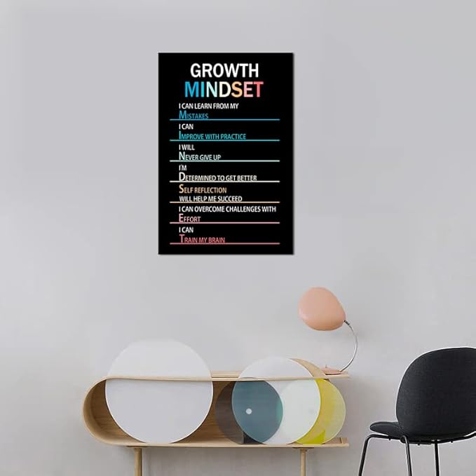 WYJZDZQ8 Inspirational Canvas Painting Growth Mindset Wall Art Motivational Poster Inspiring Prints Wall Pictures for Living Room Office Home Decor Office Framed Ready to Hang [12''W x 18''H]