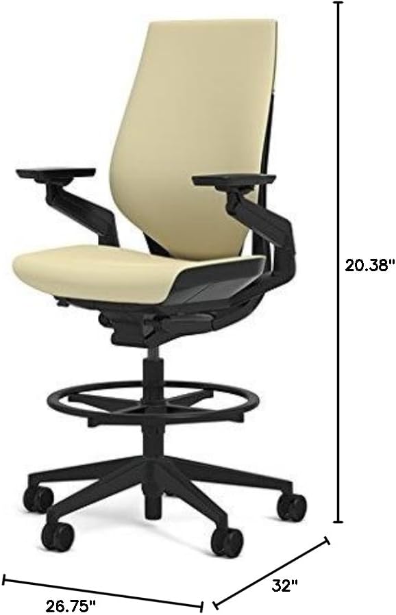 Steelcase Gesture 442 Stool Chair - Cogent: Connect Malt Fabric, Shell Back, Dark on Dark Frame