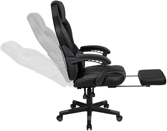 Flash Furniture X40 Gaming Chair Racing Ergonomic Computer Chair with Fully Reclining Back/Arms, Slide-Out Footrest, Massaging Lumbar - Black/Gray