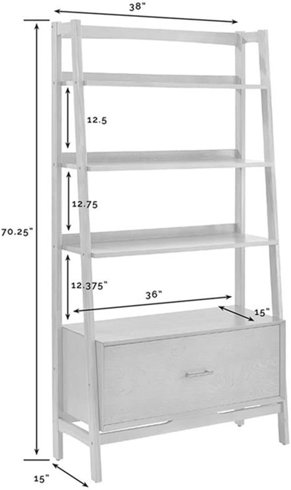 Crosley Furniture Landon Large Bookshelf Etagere, Bookcase Storage with Shelves and File Drawer, Acorn