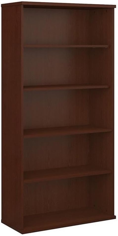Bush Business Furniture Series C Tall 5 Shelf Bookcase in Mahogany, Large Storage and Display Bookshelf for Home or Professional Office