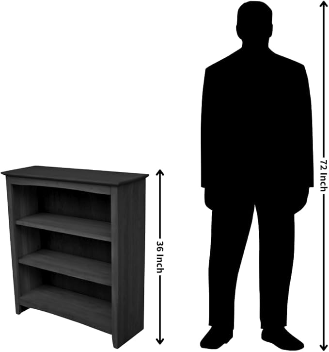 International Concepts Shaker Bookcase, 36-Inch High, Solid Parawood, Unfinished