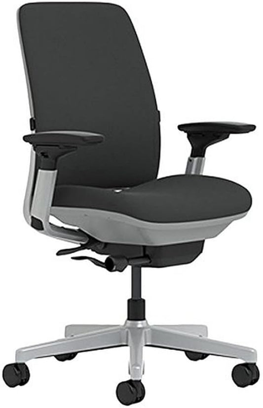 Steelcase Amia Chair with Platinum Base & Hard Floor Casters, Licorice